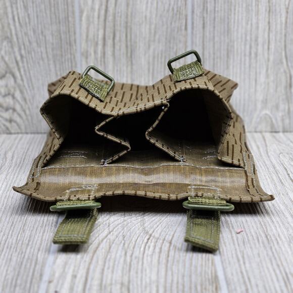 East German Raindrop Camo Canvas Triple Grenade Pouch Military DDR NVA Brown - Picture 2 of 5